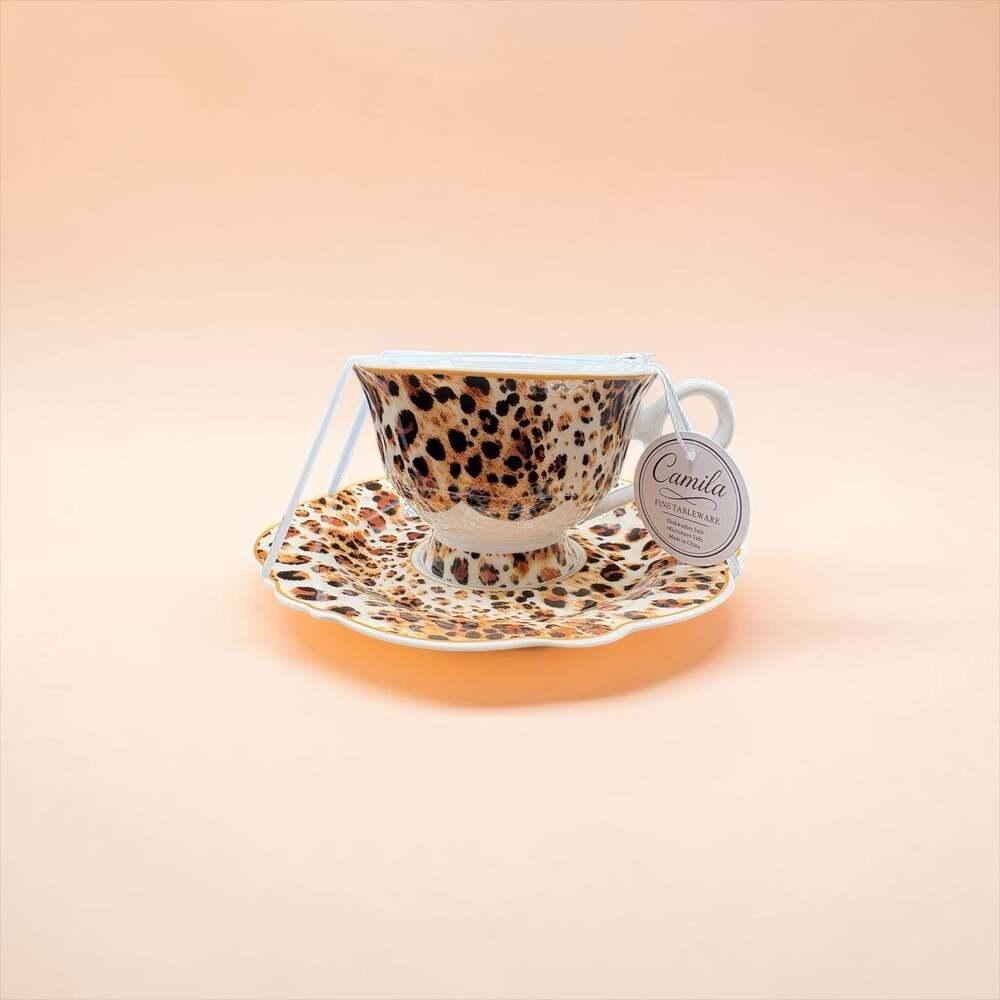 Camila Fine Tableware Leopard Print Tea Cup and Saucer Set